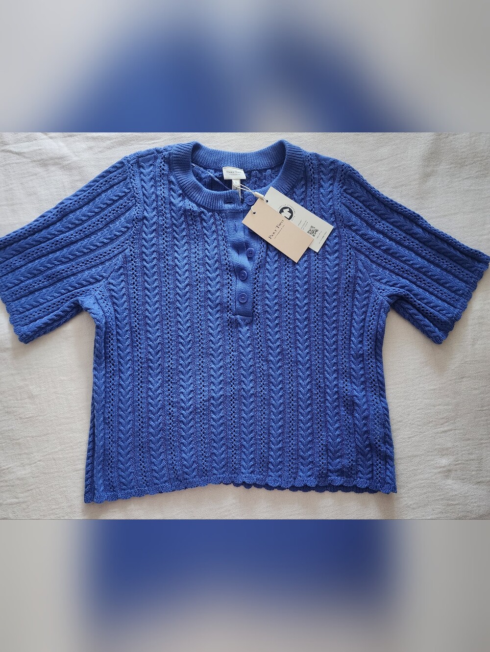NWT Part Two PWROSARIO Short Sleeve Henley Knit Top - Size XL